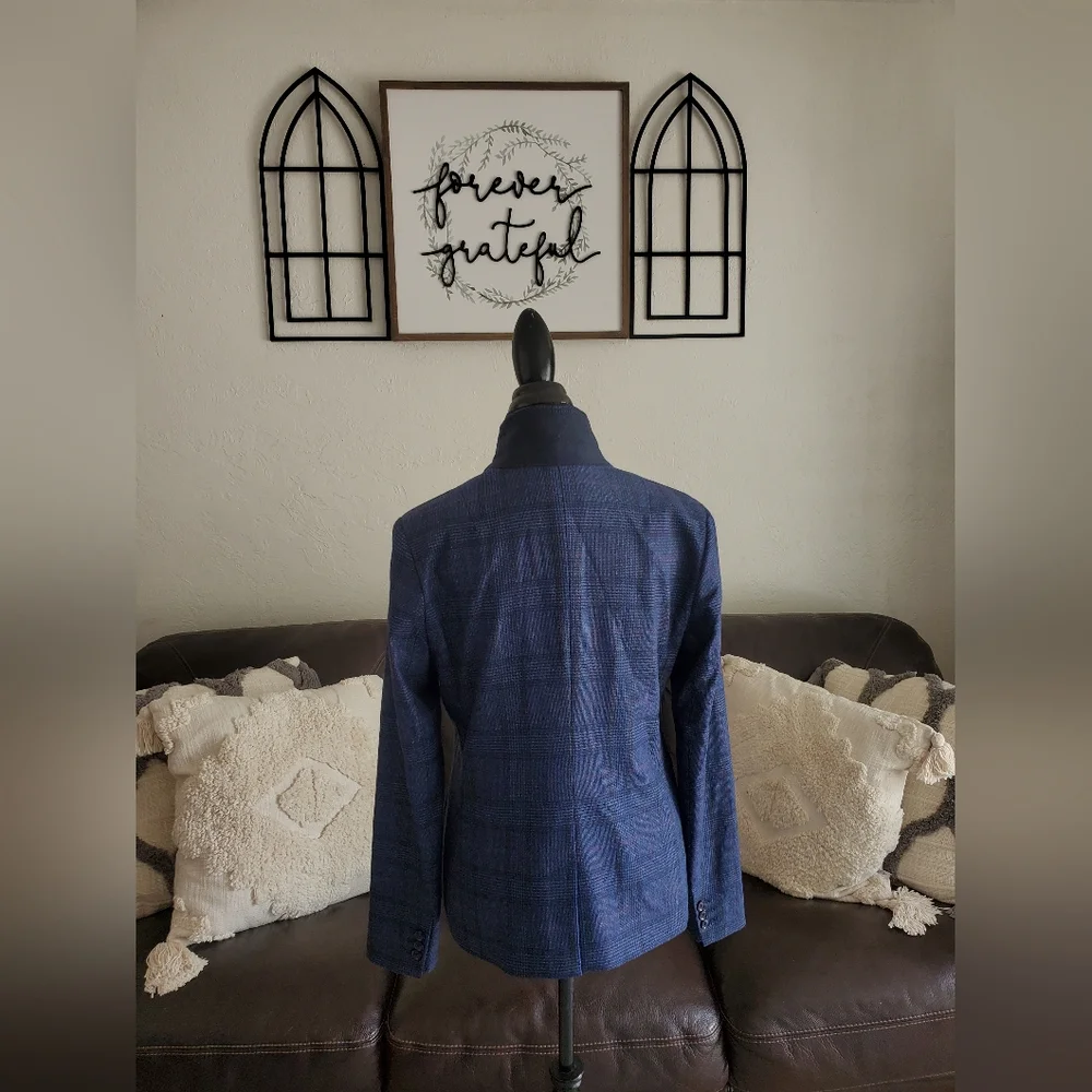 Banana Republic Double Breasted Plaid Blazer Size 8 Classic Boho Chic